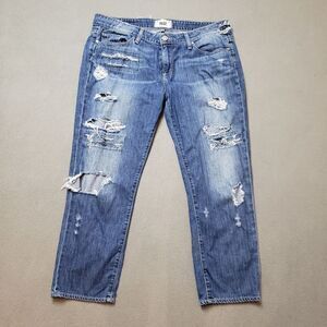 Paige Sz 32 JAMES CROP Willa JEANS super distressed / destroyed